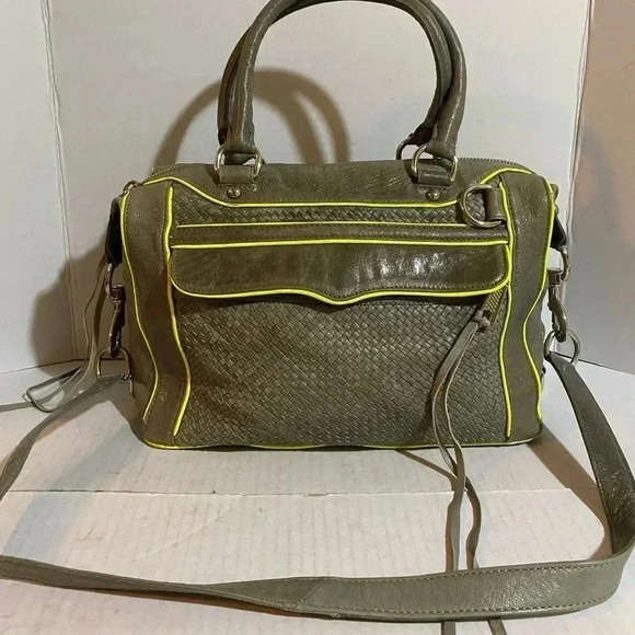 Rebecca Minkoff grey green leather satchel handbag - Picture 12 of 14